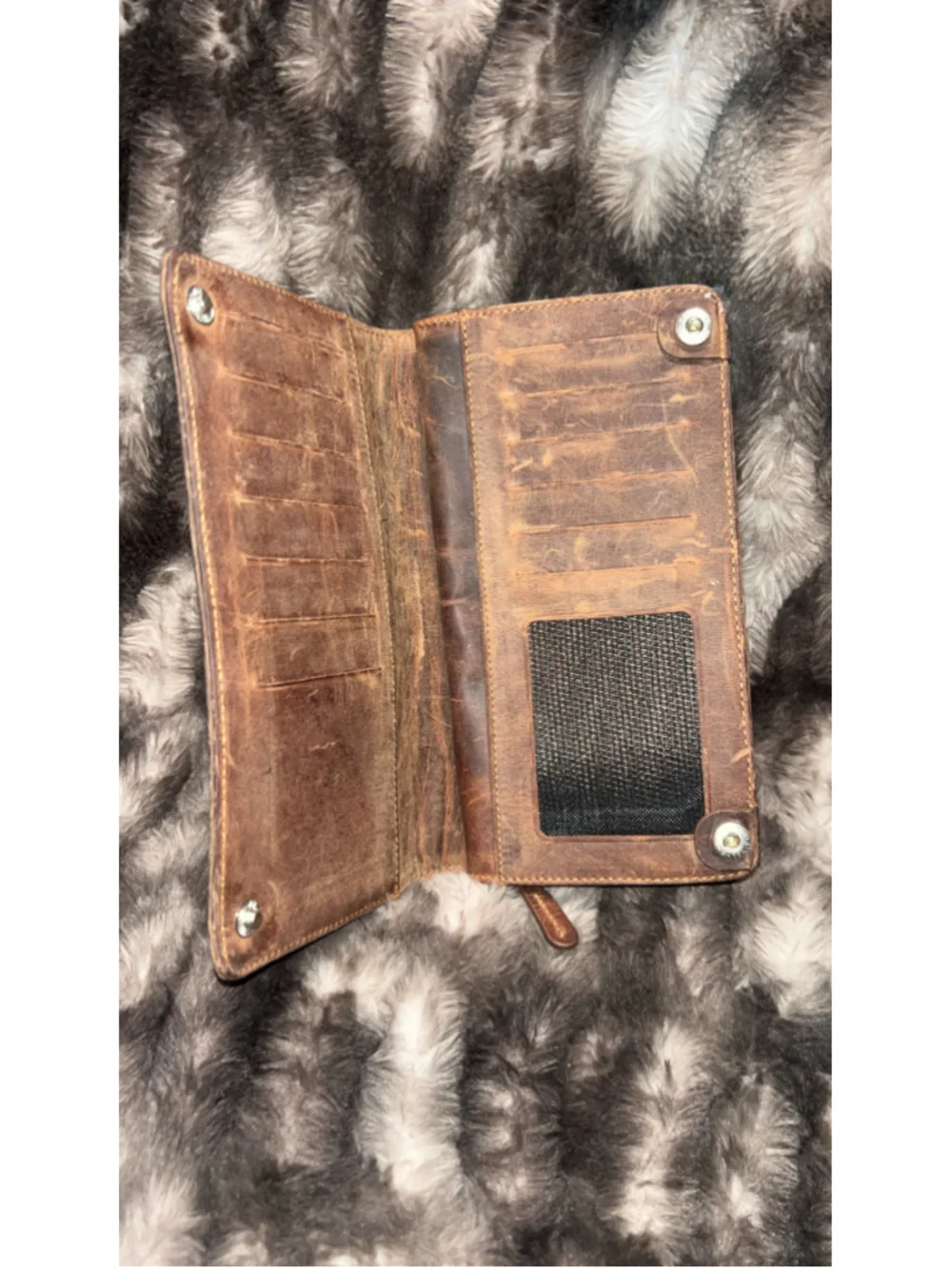 Men's Unbranded Brown Leather Long Wallet One Size